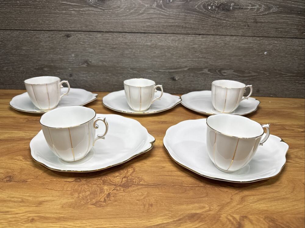 Royal Albert Kent Hostes Plate and Tea Cup 5 Cups 5 Plates 10 Pc Set